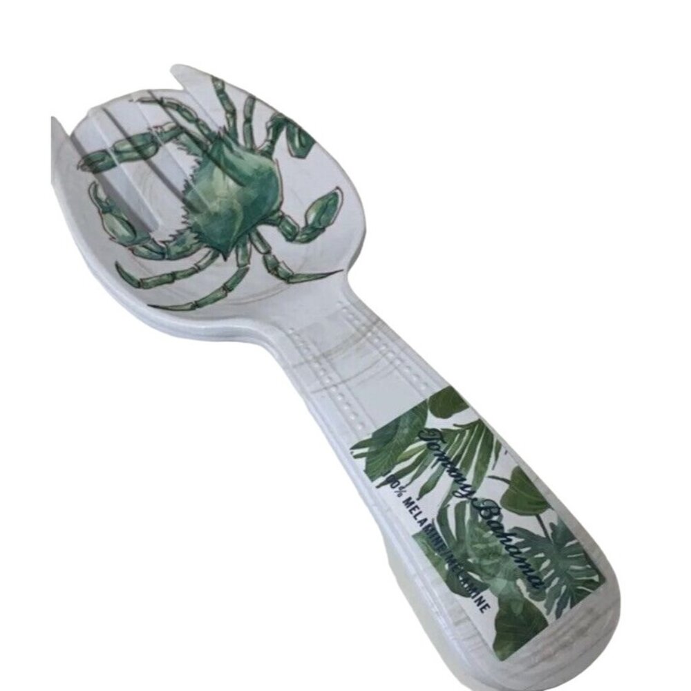 Tommy Bahama Salad Fork & Spoon Crab Melamine Serving Utensil NEW WITH TAGS!